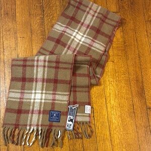 Faribault Woolen Mill Co Classic Plaid 100% Wool Scarf - Brown and Red